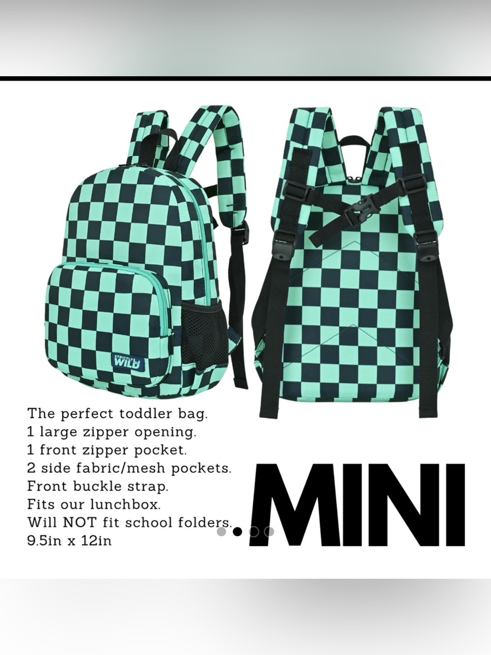 Mint Green Checkered Mini Backpack -